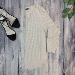 Monoprix Femme Beige Wool Blend Perforated Pullover Lightweight Sweater